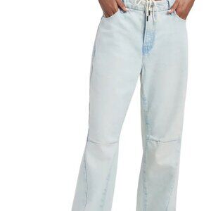 GOOD AMERICAN Good '90s Straight Leg Drawstring Jeans in Indigo